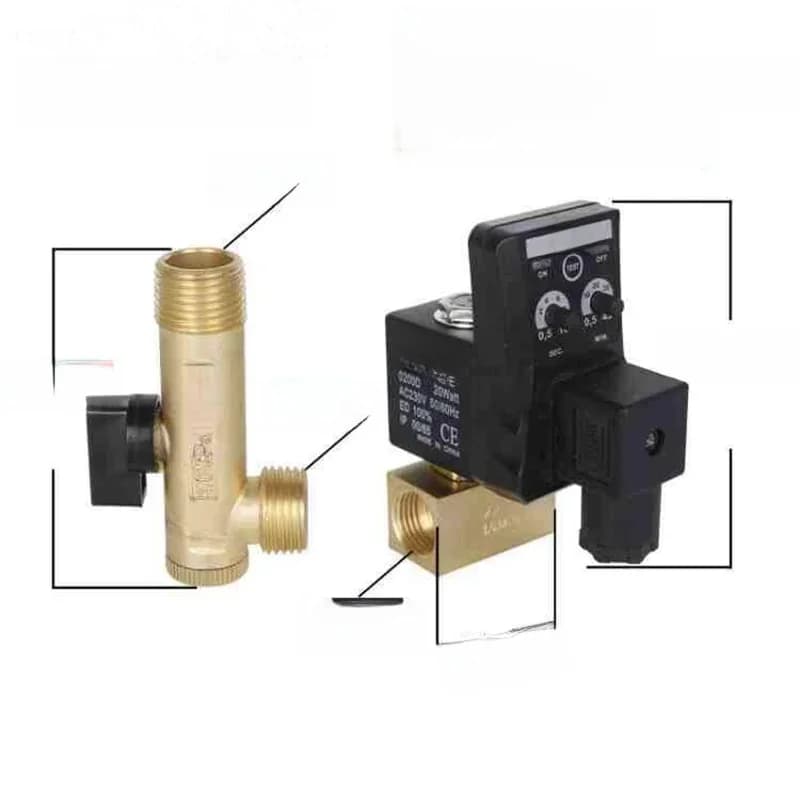 1/2' Dn15 220v/12v/24v Brass Electronic Drain Solenoid Valve Auto Timer Opt-A B For Air Compressor Tank Cooler Dry