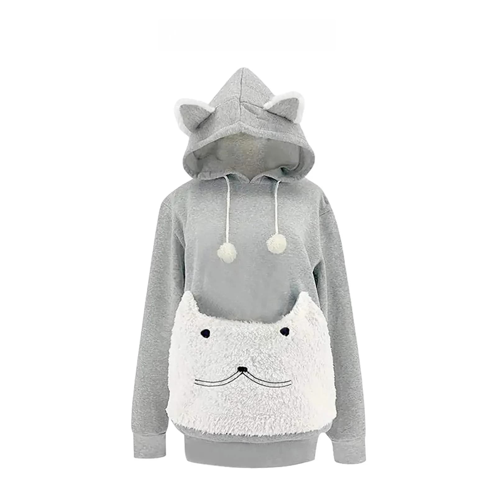 Pet Hoodies Sweatshirt Cat Dog Holder Large Pouch Loose Clothing Pocket Carrier for Puppy Kitten Polar Fleece Pullover Sweatshir