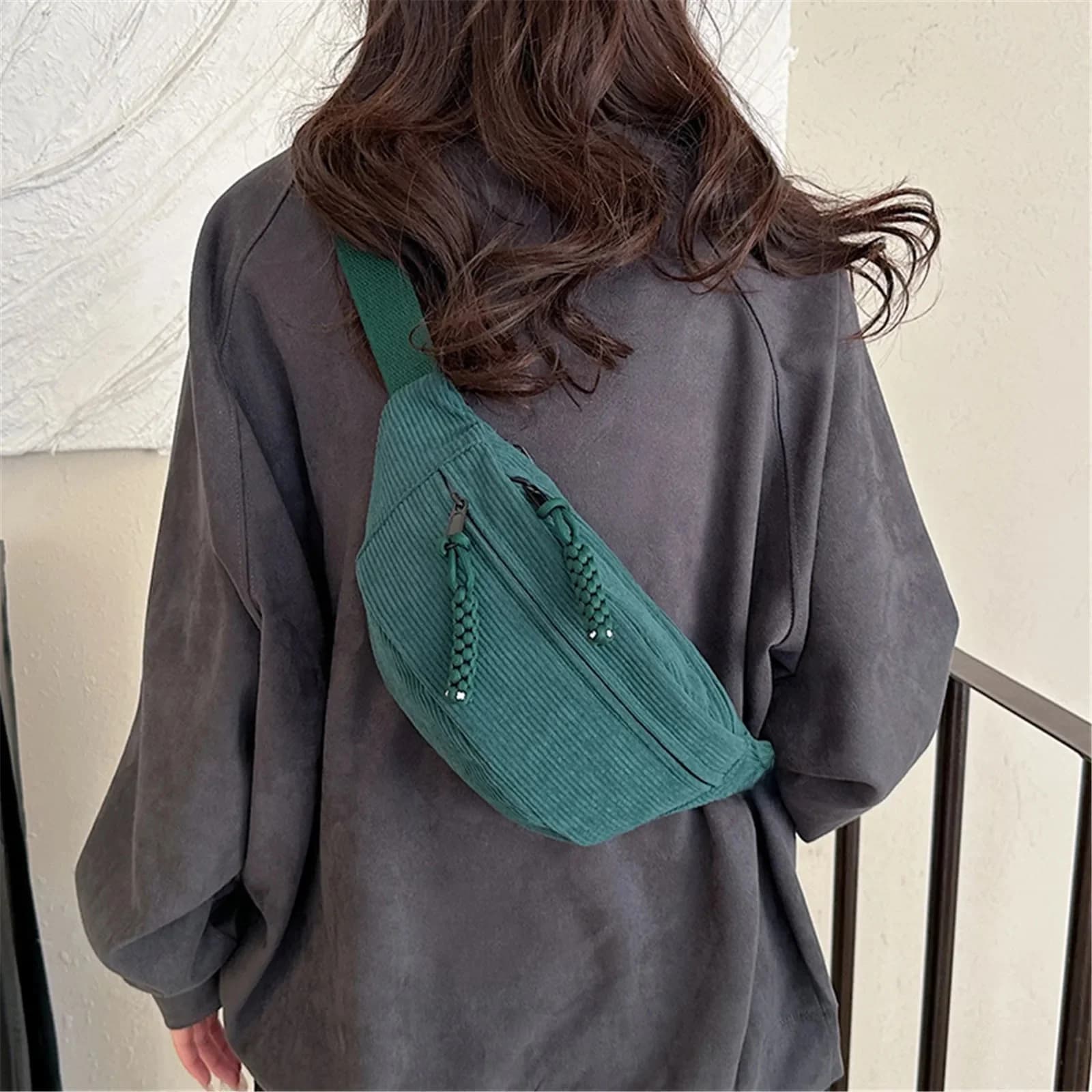 New Casual Corduroy Belt Bags for Women Simple Fashion Fanny Pack Female Banana Waist Bag Hip Purse Shoulder Crossbody Chest Bag