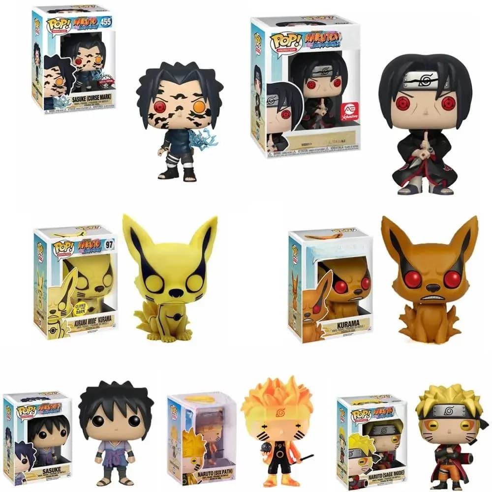 Funko Pop NARUTO Uzumaki Naruto Uchiha Sasuke kyuubi Wood leaf Country of Fire Collection Model PVC Action Figure Kids Toys