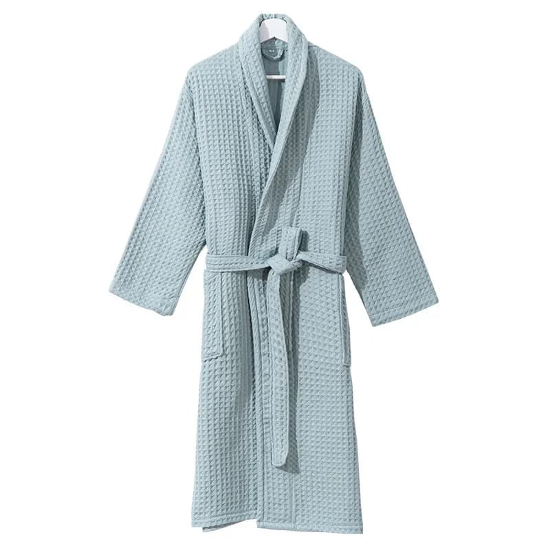 100% Cotton Women Bathrobe Honeycomb Waffle Dressing Gown Ladies Kimono Unisex Absorb Water Bath Robe Male Solid Hotel Robes