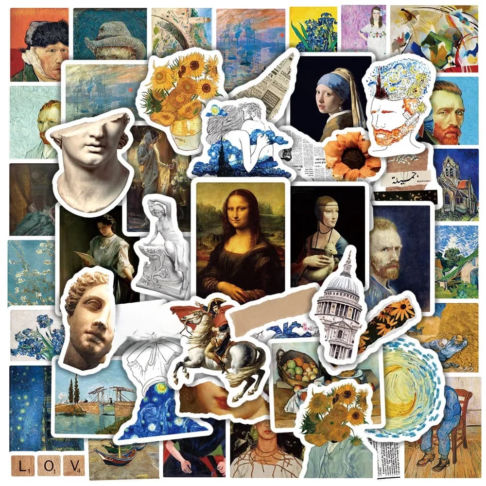 10/30/50PCS Vintage Painting PVC Sticker Aesthetic Decoration Scrapbooking Korean Stationery School Supplies