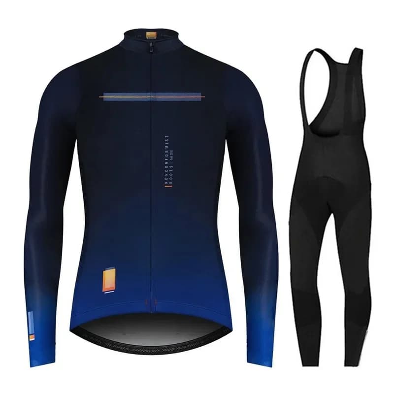 New Spring/Autumn Triathlon Men Long Sleeve Cycling Clothing Breathable Anti-UV Bicycle Jersey Set Wear Bib Pants Ropa Ciclismo