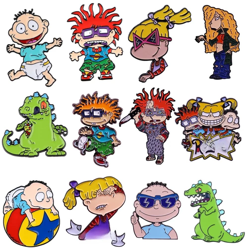 Cartoon Dinosaur Badges Enamel Pin Brooch Cute Orange Hair Boy Lapel Pins for Backpacks Brooches Fashion Jewelry Accessories