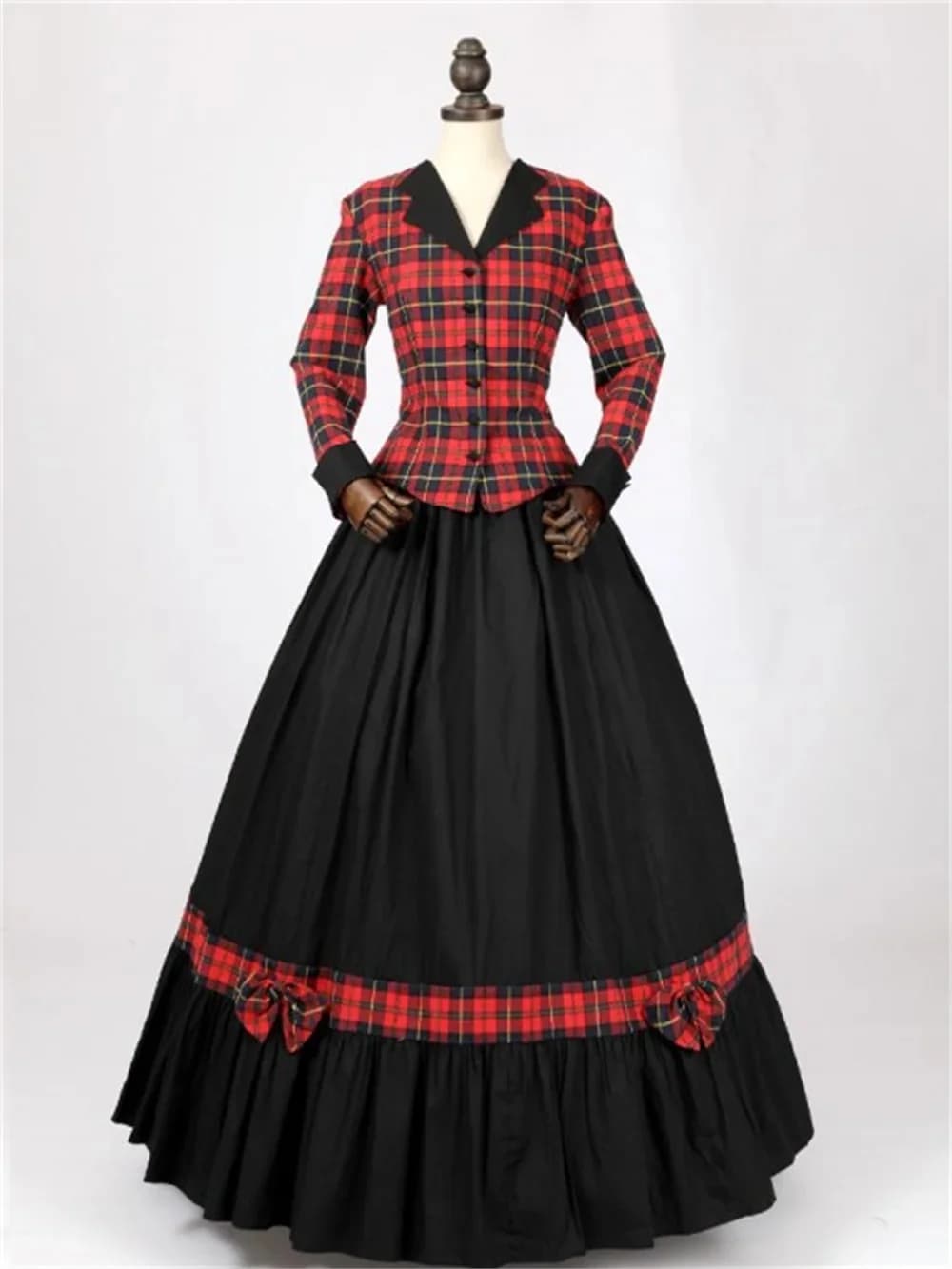 Victorian Dickens Fair Costume Tartan Dress Charles Dickens Christmas Caroler Costume Civil War Southern Belle Dress Ball Gown