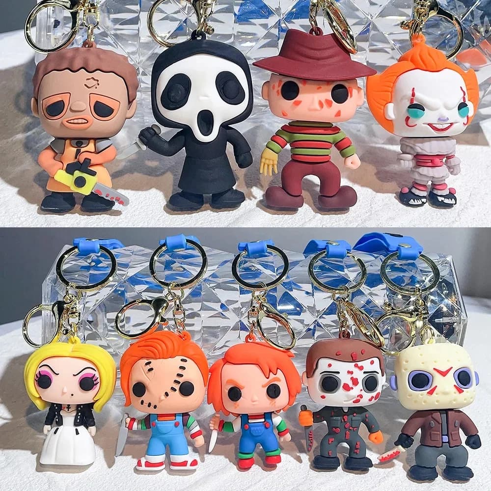 Halloween Scary Ghost Baby Keychains Dolls Horror Child's Play Chucky Tiffany Glen Mini Pendants PVC Figures Toy key Chain Gift
