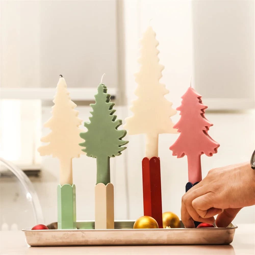 Boowan Nicole Layered Christmas Tree Canddle Silicone Mold DIY Christmas Home Decor Mold for Scented Candles Soap Cookies Making