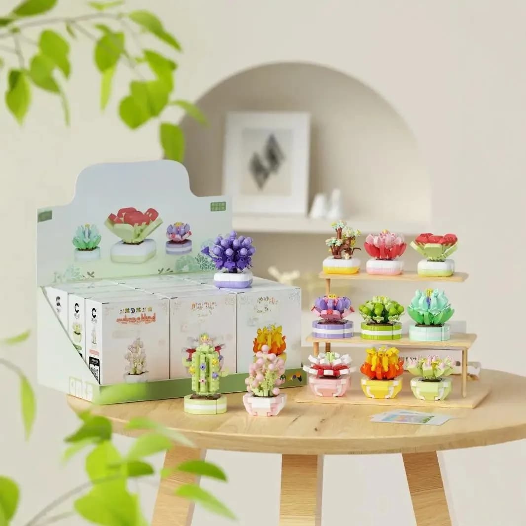 Bouquet Bonsai Building Blocks Miniature Romantic Rose Sunflower Brick DIY Potted Model Toy Children's Birthday Gift