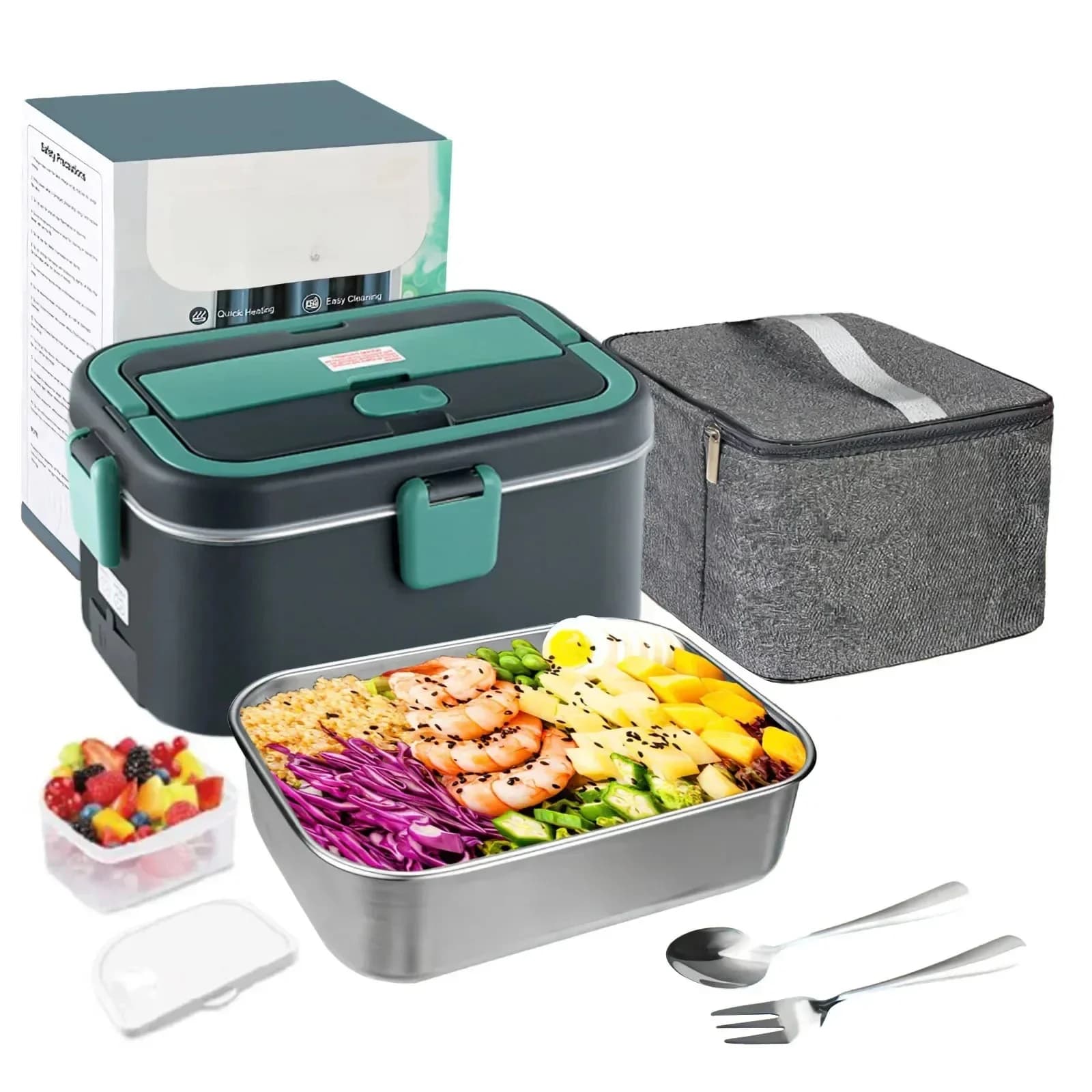 Electric Lunch Box Food Warmer 1.8 L 80W Outdoor Camping Bento Picnic Portable Food Heater Car/Home Self Heating Box