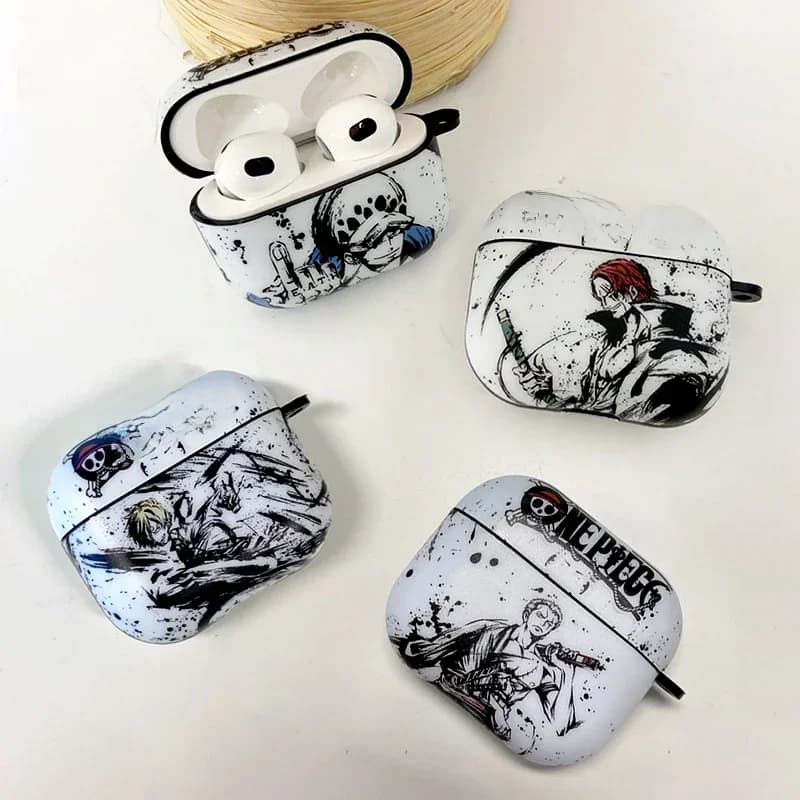 One Piece Anime Earphone Case for Apple Airpods 3 2 1 Headphone Headset Protective Soft Shell Cover Toys for Children Adult Gift