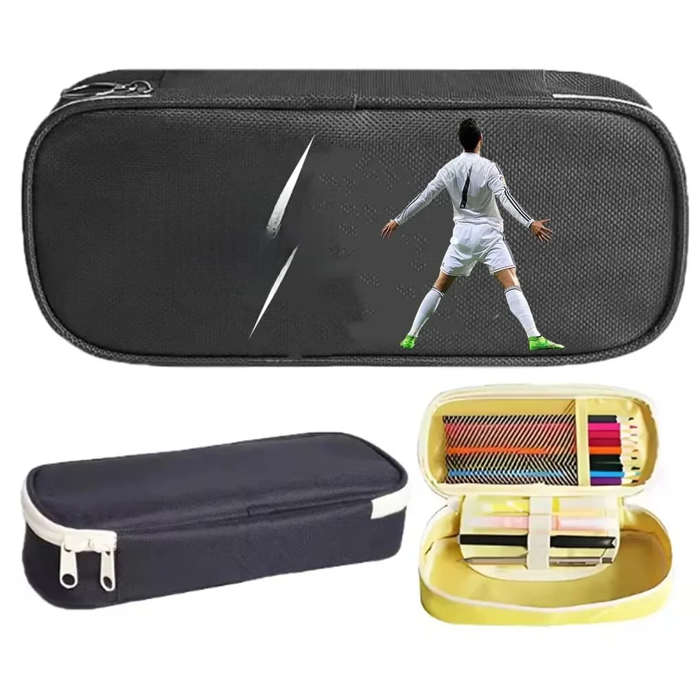 Fashion Football Ronaldo Signature Pencil Case Classic Pen Bag for Student Large Storage Students School Cosmetic Pencilcases