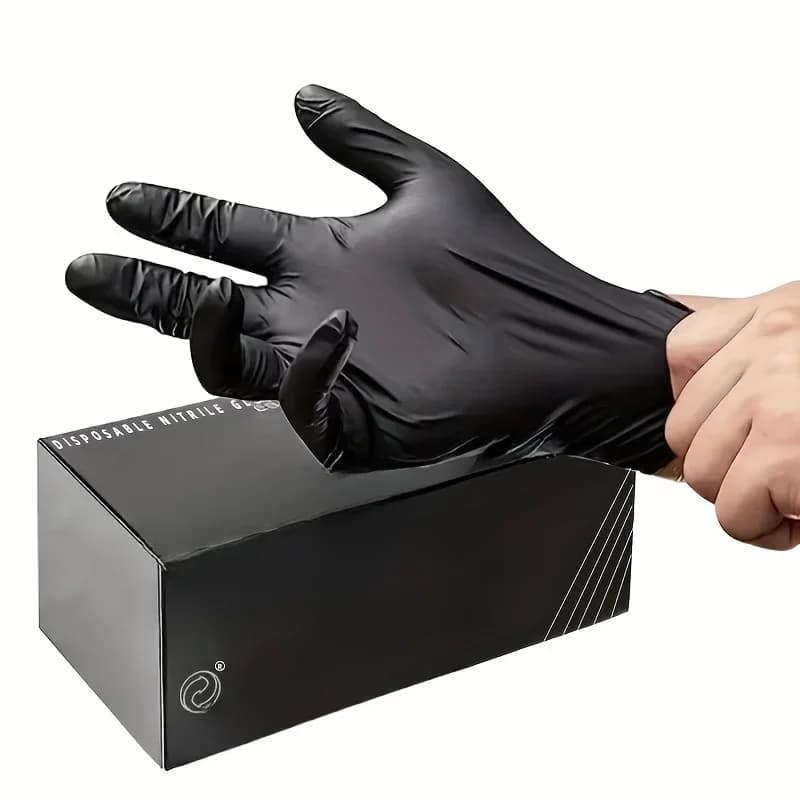 100/50/20PCS Black Nitrile Gloves Thickened Disposable Gloves for Cleaning Hairdressing  Waterproof Dishwashing Tattoo Gloves