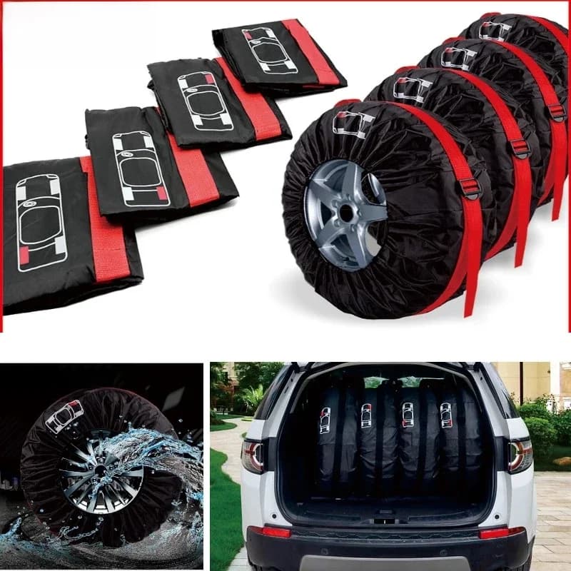 Waterproof Universal 4pcs/Set Spare Tire Cover Case Polyester Car Tires Storage Bag Carrier Auto Tyre Wheel Protector Dustproof