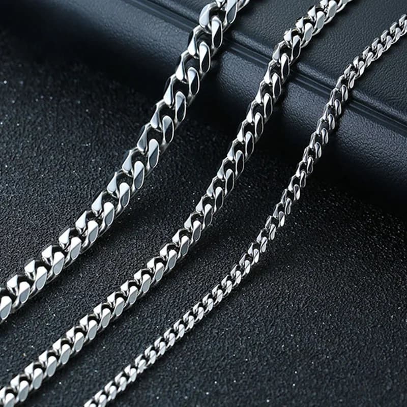 Vnox 3-7mm Cuban Chain Necklaces for Men Women, Stainless Steel Miami Curb Links Chain, Basic Cool Boy Collar