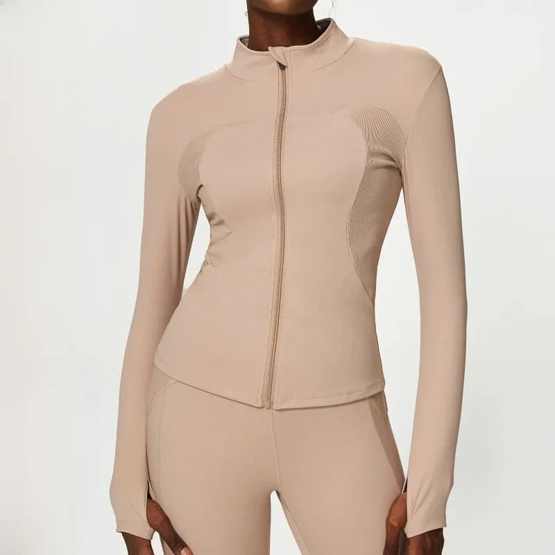 New Women Athletic Sports Shirt Close Fitting Long Sleeve Fitness Yoga Top With Thumb Holes Gym Jacket Female Running Coat