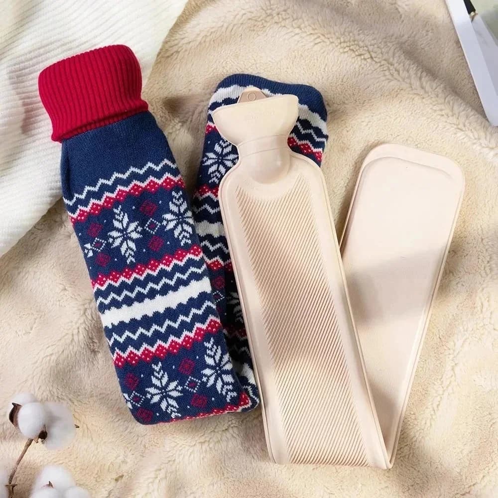 Hot Water Bottle Pouch Waist Hot Water Bottle with Cover Long Rubber Hot Water Bag Soft Plush Hot Water Bottle Hand Warmer