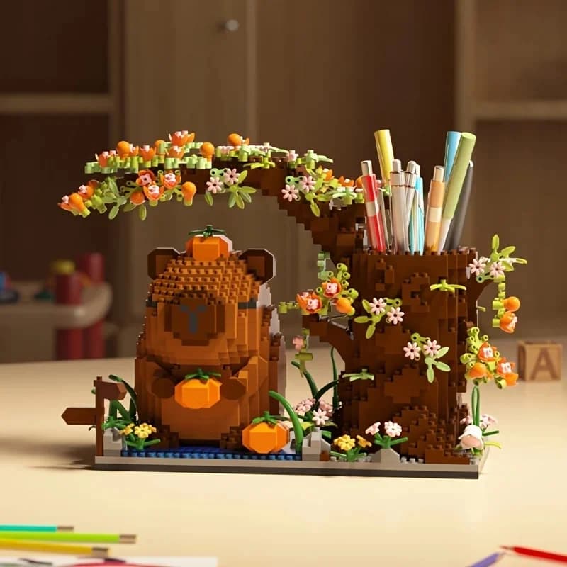 Capybara Building Block Pen Holder Panda Desk Organizer for Office Supplies Cosmetics Birthday Gift Desktop Room Decoration 2026