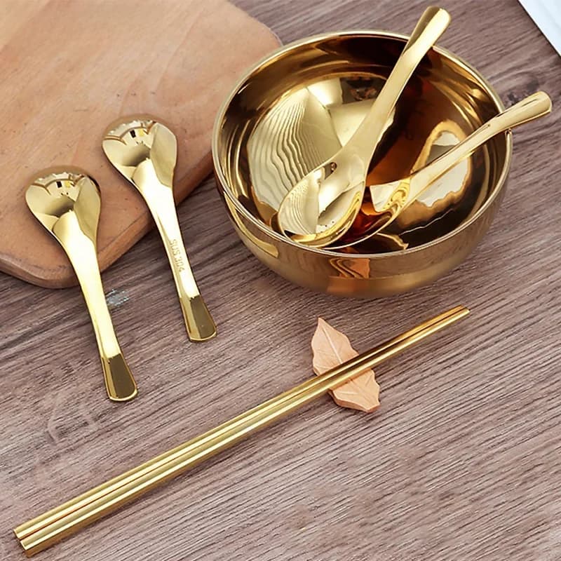 300/600ML Stainless Steel Golden Bowl Dishes Individual Saucers Round Seasoning Dishes Sushi Dipping Bowl Appetizer Plate