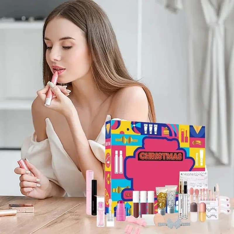 24 Days Makeup Advent Calendars Makeup Countdown 24Pieces Lipsticks Advent Calendars Cosmetic Headband 24Days Makeup Set