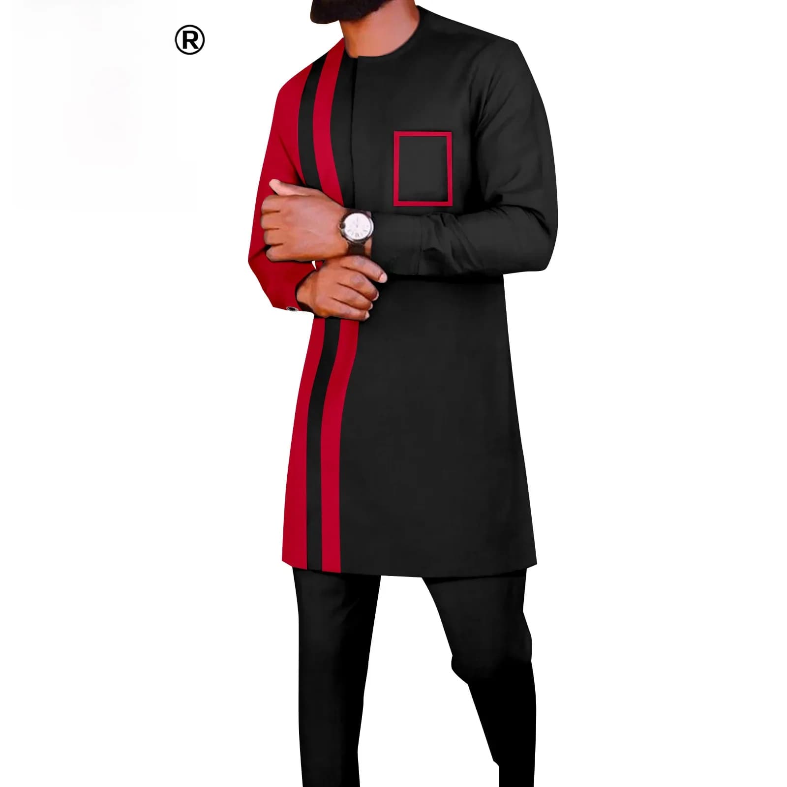 African Suits for Men Dashiki Shirts and Pants 2 Piece Set Tribal Outfits Ankara Attire Plus Size Tracksuit Pockets A2216094