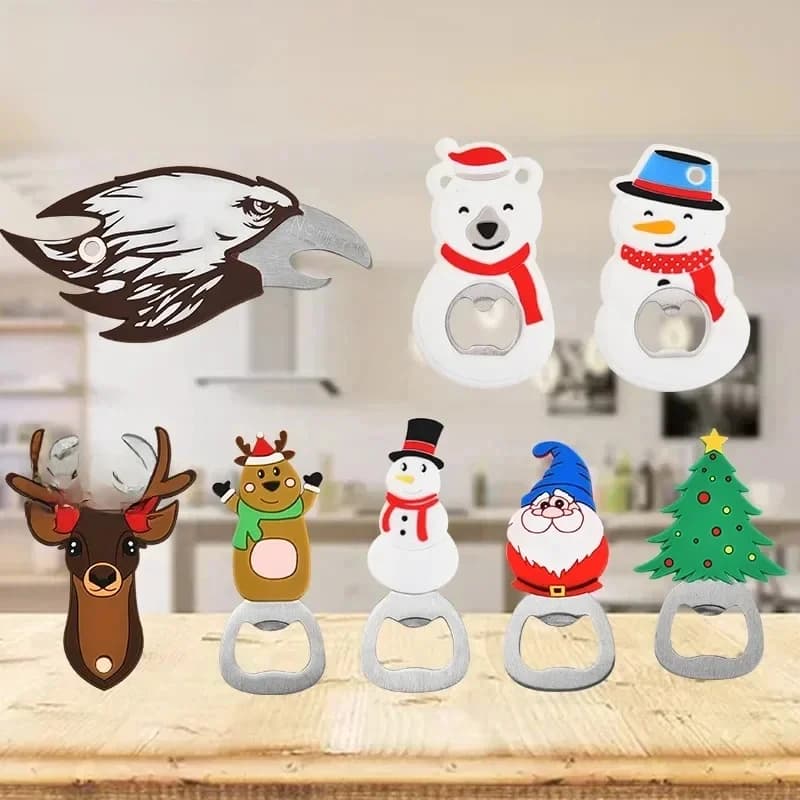 Beer Opener Santa Snowman Bottle Openers Silicone Stainless Steel Bottle Opening for 2024 Navidad Party Decor Supplies Christmas