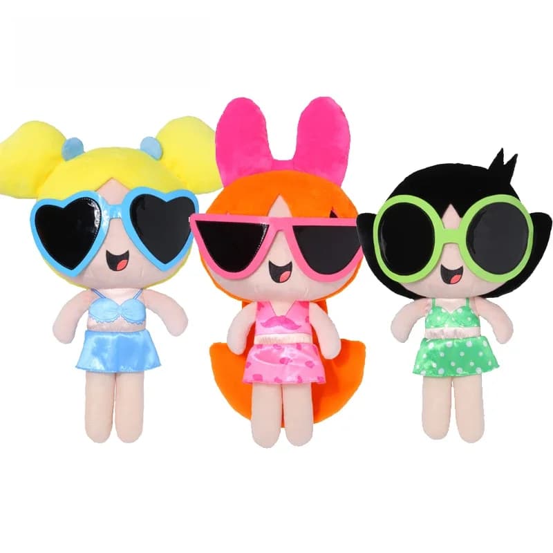 New 23cm/35cm Cartoon Anime The Powerpuff Girls Plush Toys Cute Beach Dress Blossom Buttercup Bubbles Stuffed Dolls Girls Toy