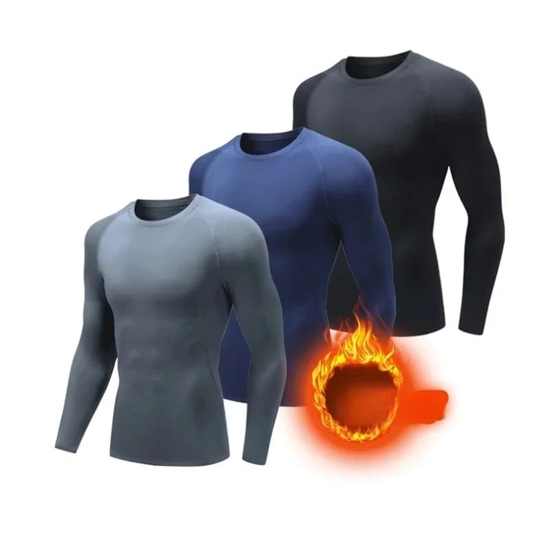 Men Undershirts Men's Winter Thermal Underwear Thin Fleece Elastic Compression Fitness For Winter Sports First Layer Wear