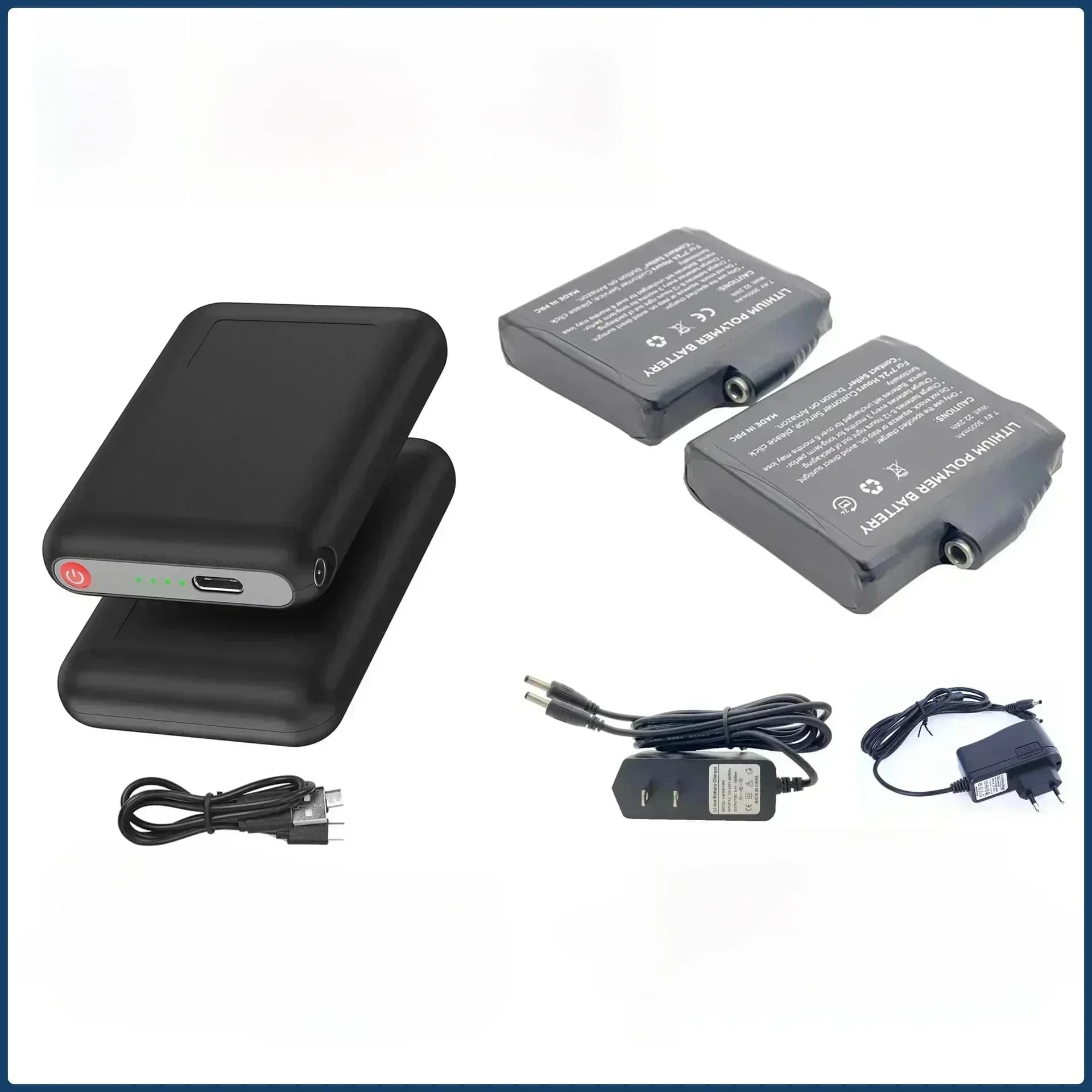 7.4V 3000mah 5V 5000mah Li-Polymer Battery Packs for Warm Gloves Clothes Hat Charger Power Bank Winter Heated Socks Batteries