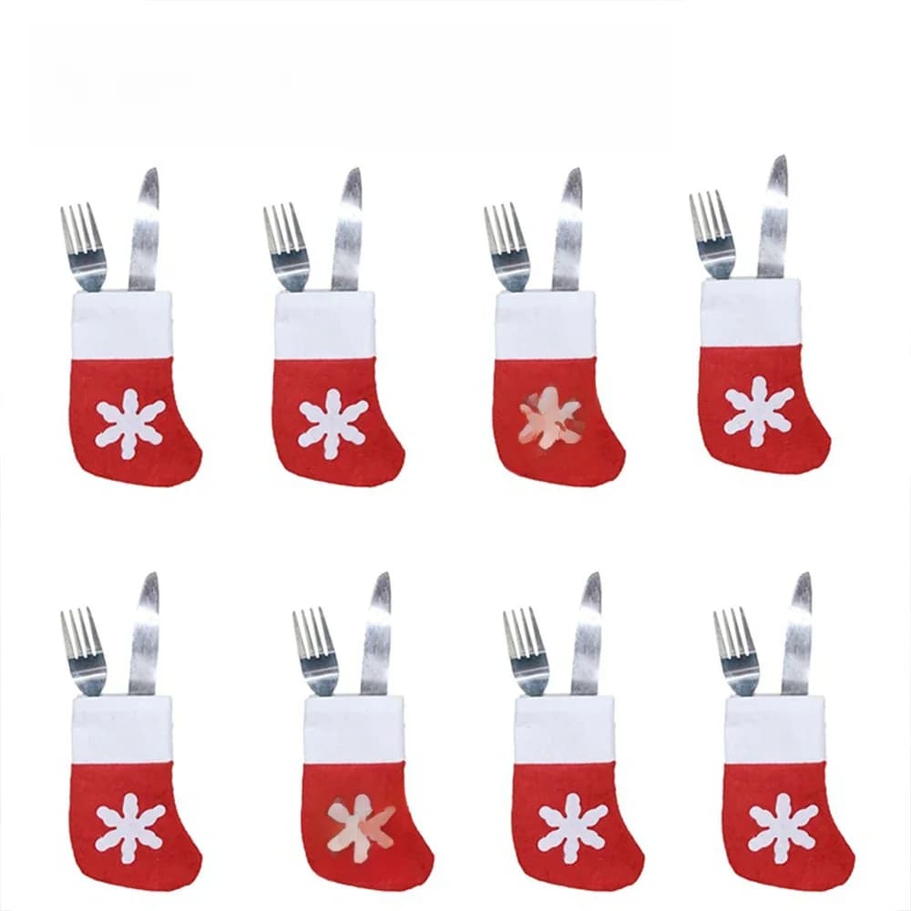 1-300PC Mini Christmas Stockings Xmas Party Table Knife Spoon Fork Bag Christmas Sock Decoration Tableware Bags Hanging Ornament