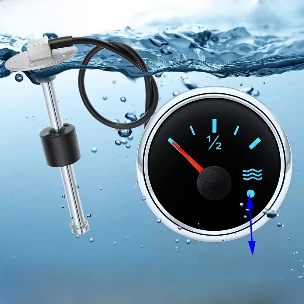 240-33ohm Water Level Sensor 100~550mm Pointer Water Level Gauge with Alarm 7 Color Light 52mm Water Tank Meter Indicator Custom