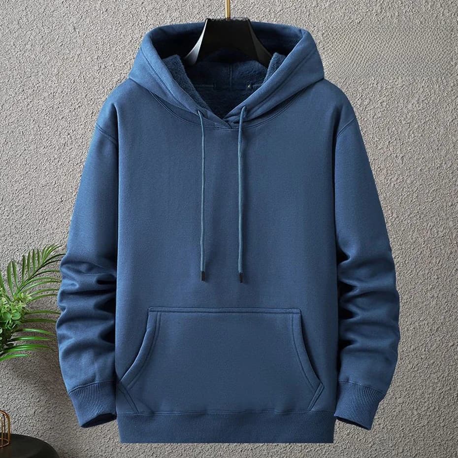 Autumn Winter Thick Fleece Hoodie Men 12XL 10XL Plus Size Hoodies Male Print Hooded Pullover Big Size 12XL Loose Hoodies Blue