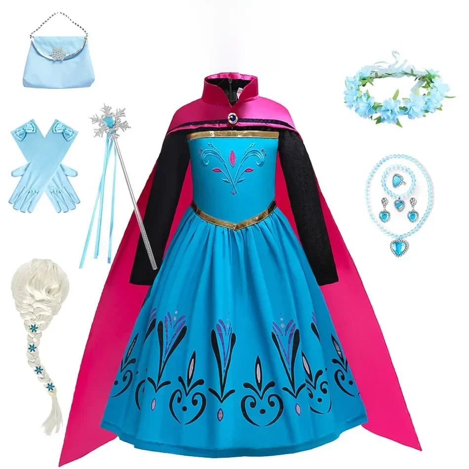 Queen Dress For Girls Long Sleeve Dress Elsa Cosplay Costume Princess Halloween Dress Kids Party Vestido Fantasia Children