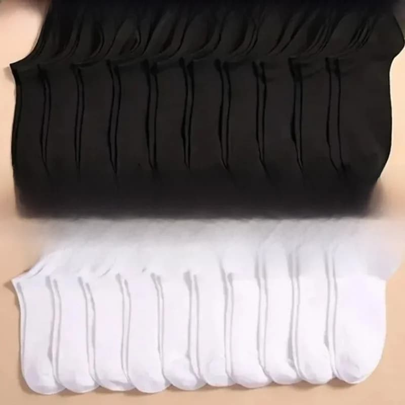 5/10/20 Pairs White Casual Breathable Socks Boat Socks For Women Men Invisible Low Cut Silicone Non-slip No-show Ankle Socks