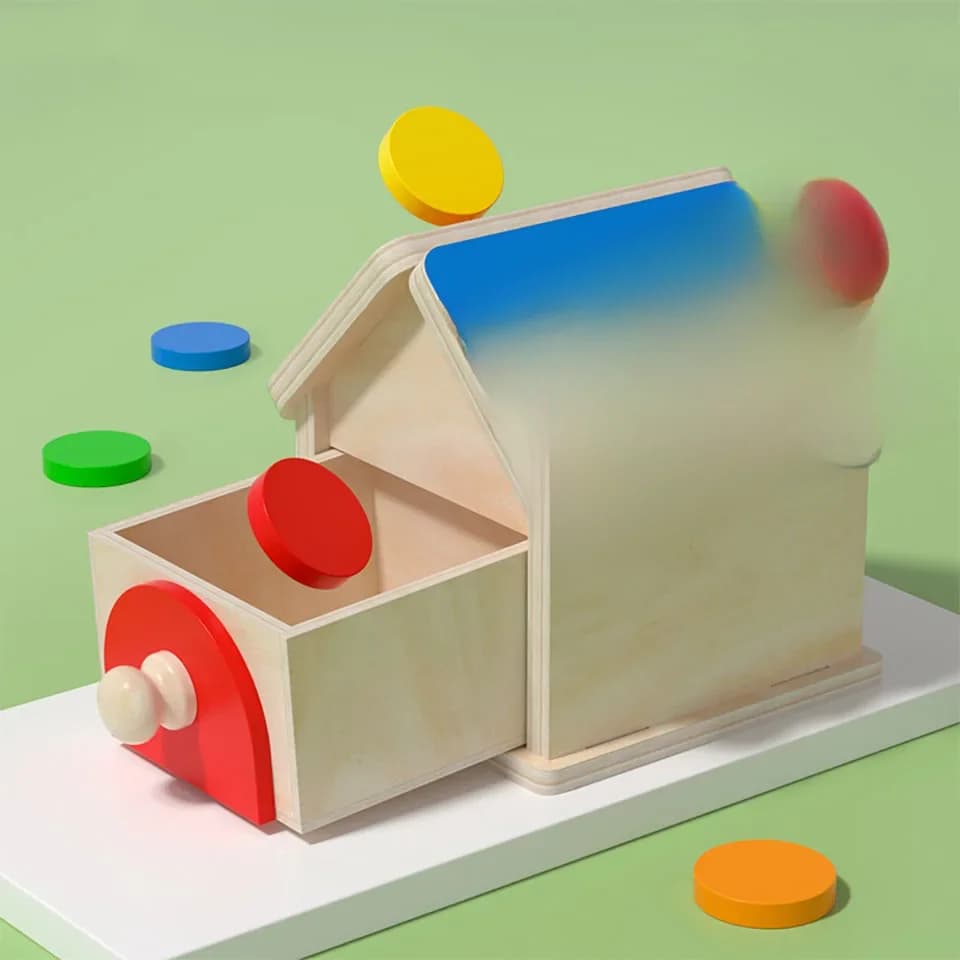 Montessori Coin Box Toys Object Permanent 2-in-1 Wooden Ball Drop Games & Wooden Puzzle Double Drawers Toys Gifts for Toddler