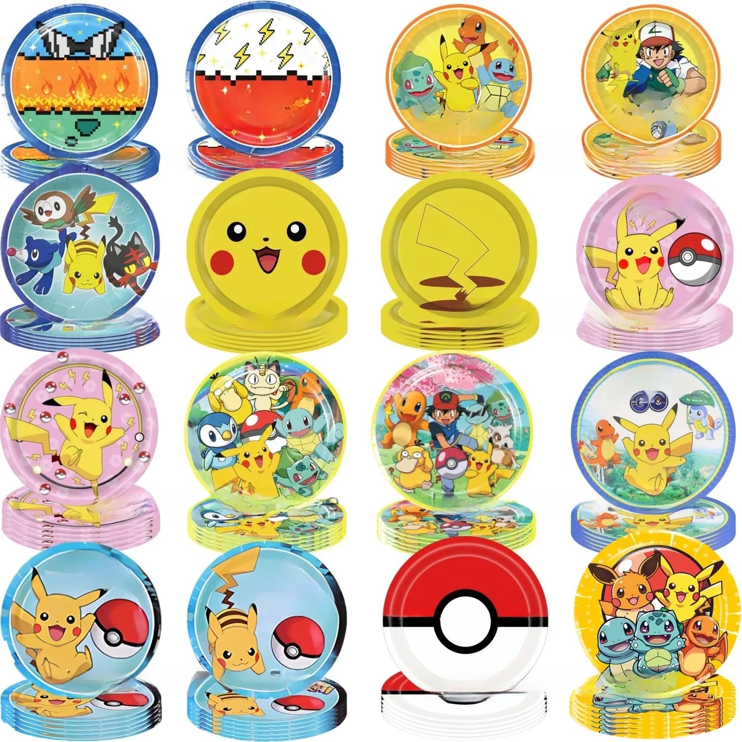 7/9 inch Pokemon Party Plate Birthday Decor Pikachu Poke Ball Disposable Paper Plate Baby Shower Kids Favor Gift Party Supplies