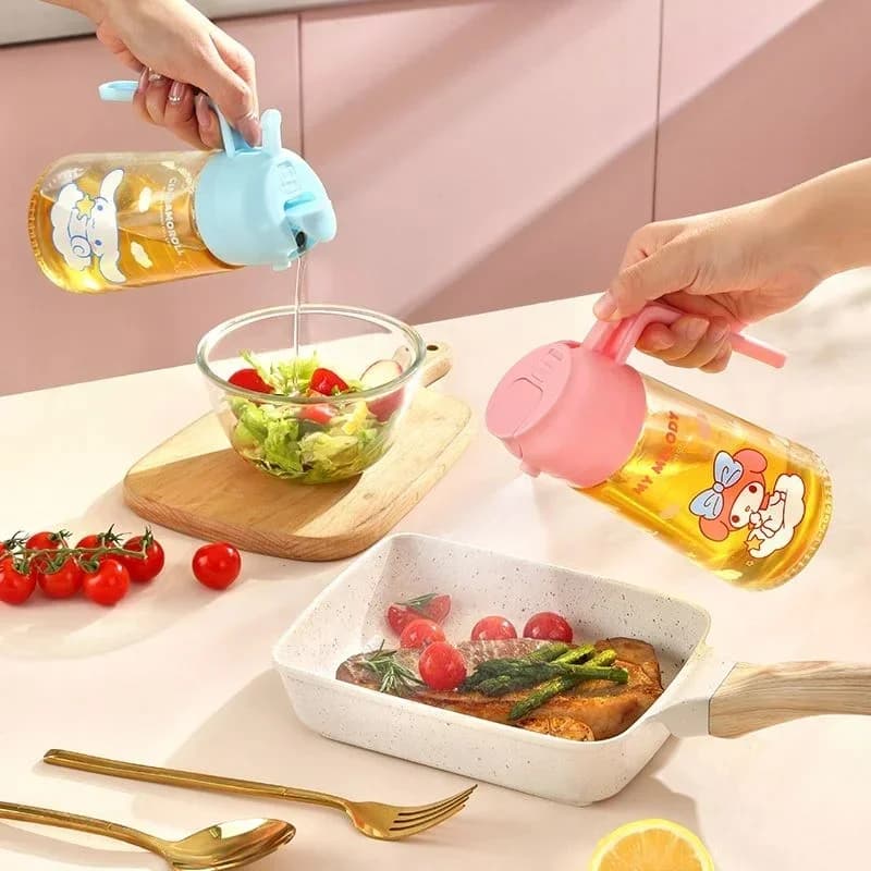 Sanrio Cartoon My MelodyHello Kitty Cinnamoroll Animation Kitchen Home Dual-Purpose Oil Kettle Leak-proof Glass Condiment Bottle