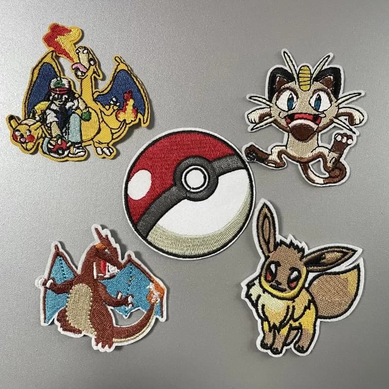 New Pokemon Pikachu Charizard Anime Game Fusible Patch for Clothing Embroidery Patch on Clothes DIY Jackets Pants Bag Accessorie