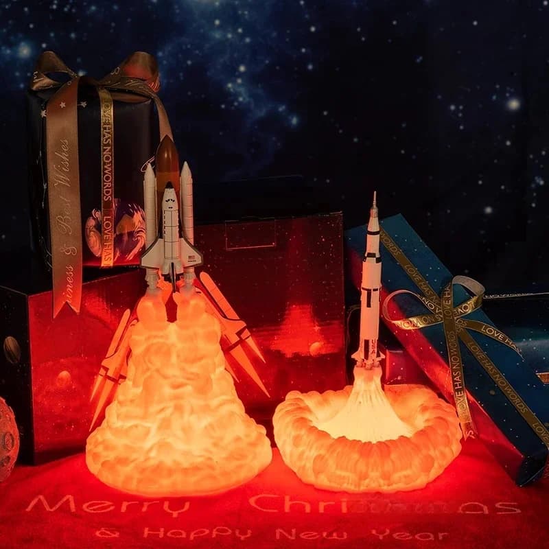 3D Print Space Shuttle LED Night Lamp Bedside Desk Lamp 800 mAh USB Rechargeable Rocket Light Christmas Kids Gift for Room Decor