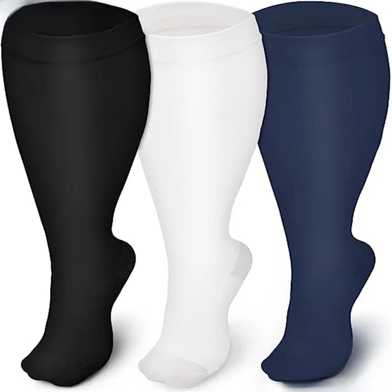 Plus Size Compression Socks Solid Color Women Men Sports Running Yoga Extra Size Fat Sock for Sports Fitness Weight Loss 2XL-7XL