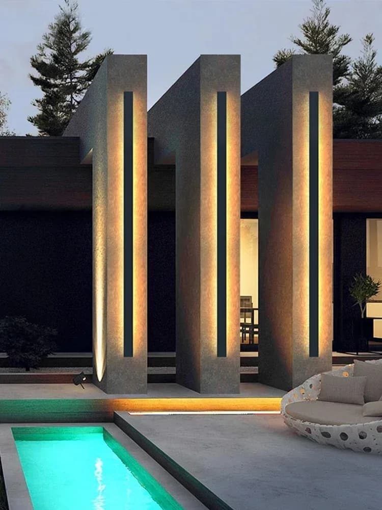Outdoor Waterproof Wall Lamp LED Minimalist Strip Background Porch Stair Garden Lamp Hallway Patio Bedroom Bedside Wall Lights