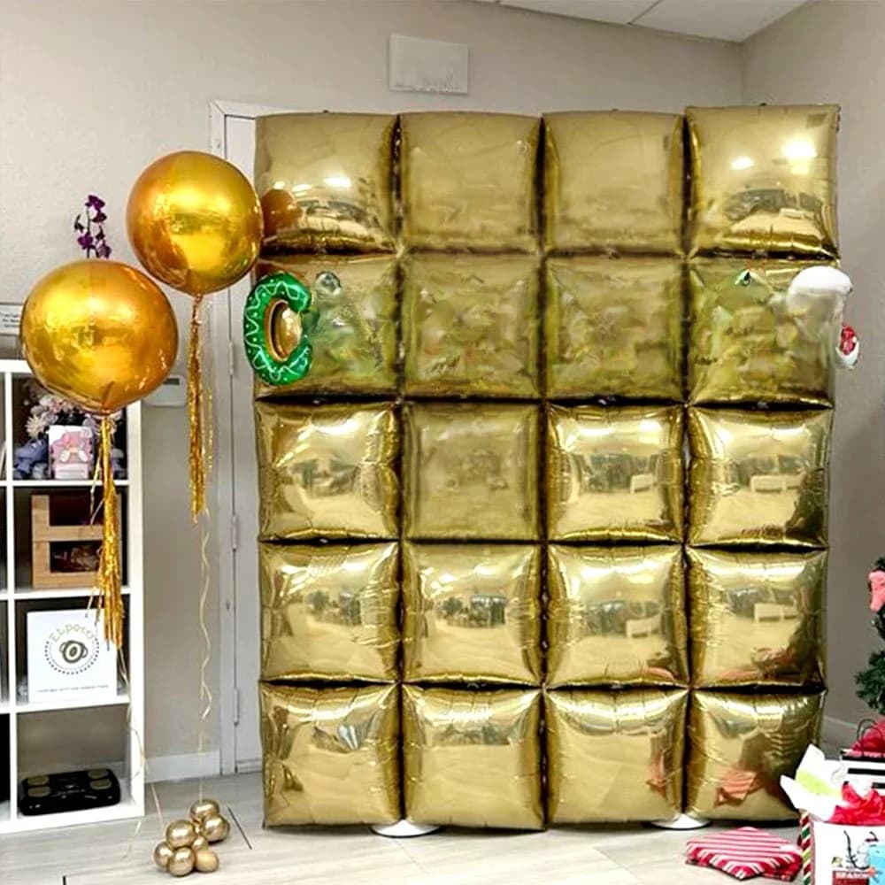 20/50pcs Flat Square Foil Balloons Chrome Gold Silver Balloon Wall Christmas New Year Birthday Graduation Party Backdrop Decor