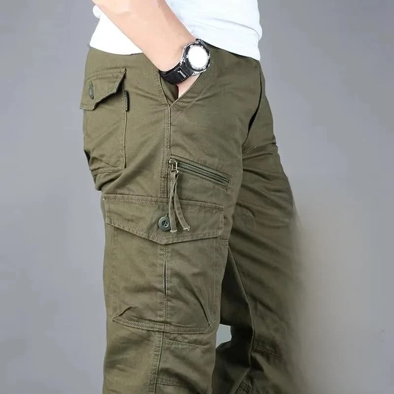 Men's Winter Trousers Loose Casual Cargo Pants Fleece Lined Cotton Pants Hiking Outdoor Work Pants