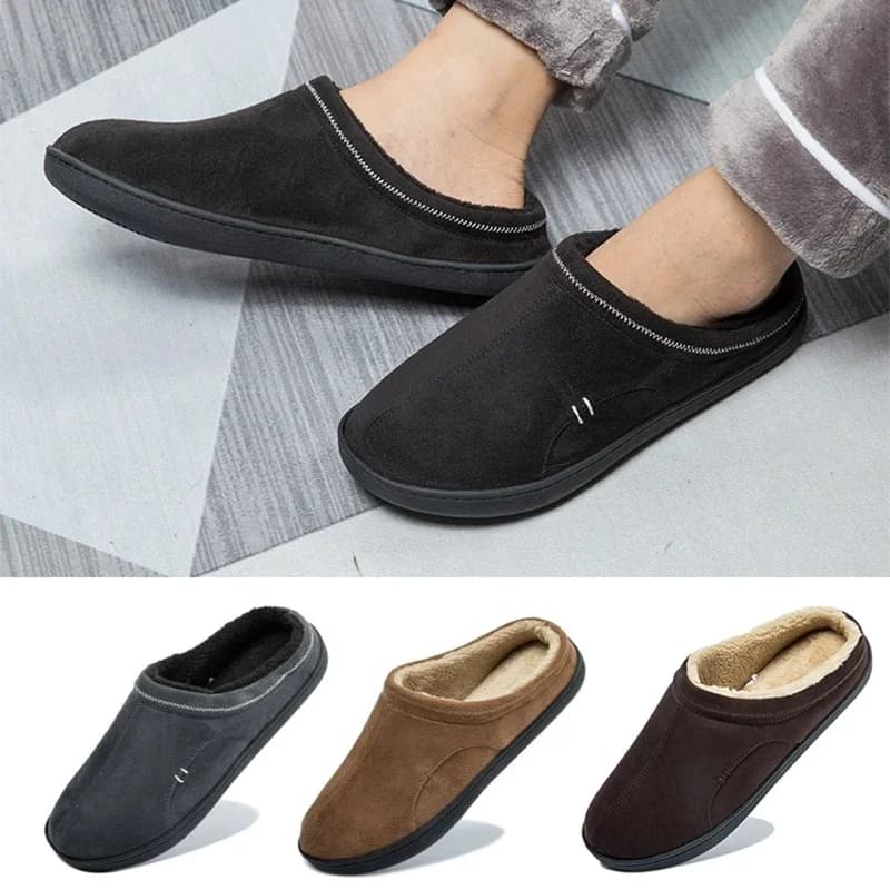 Men Cotton Slipper Solid Color Winter Home Soft Slipper for Man Bedroom House Shoes Flat Heel Casual Shoes Men Zapatilla Mujer