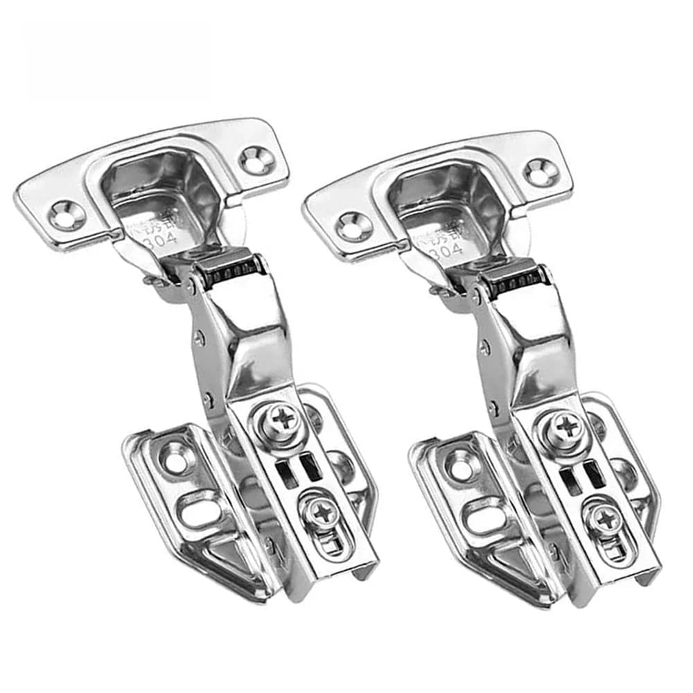 2-20Pcs Stainless Steel Cabinet Door Hinges Hydraulic Damper Buffer Soft Close Quiet Wardrobe Door Concealed Hinges with Screws
