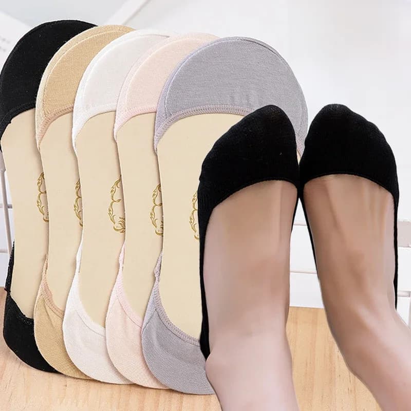 Invisible Boat Socks Women Girls Summer Thin Breathable Cotton Sock Solid Color High Heels Shoes Non-slip Silicone Short Socks