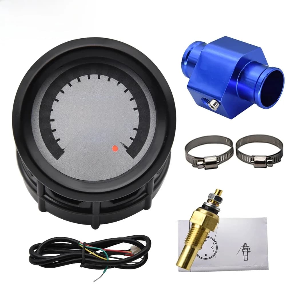 52mm 2 In 1 Car Racing Digital Voltage+Water Temperature Gauge 40-140 Celsius Temp Meter1/8 NPT Sensor  Joint Pipe Hose Adapter