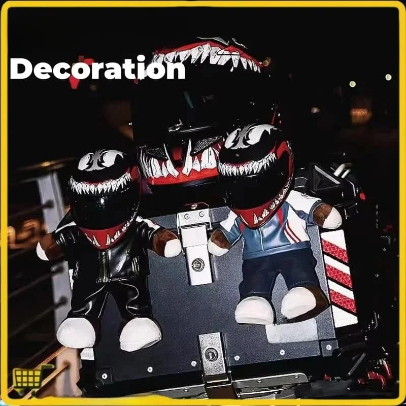 Motorcycle Bear Helmet Motorcycle Rear Seat Decoration Doll Plush Toy Motorcycle Travel Tail Box Pendant Backpack Pendant Gift
