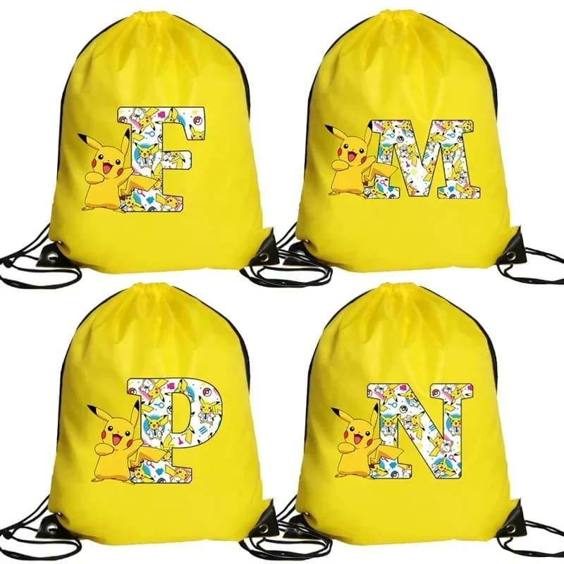 Pokemon Pikachu Drawstring Bag Sports Waterproof Backpack Bundle Pocket Terylene Basketball Bags Cartoon Anime Boy Birthday Gift
