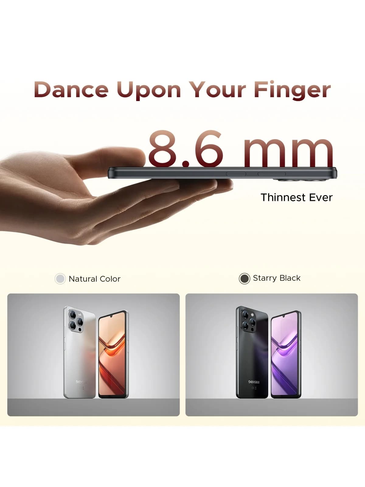 DOOGEE Note 58 Mobile Phone Android 16 Smart phone 6.75'' HD+ 90Hz Display  6250mAh Large Battery 48GB+128GB T7250 Octa-Core