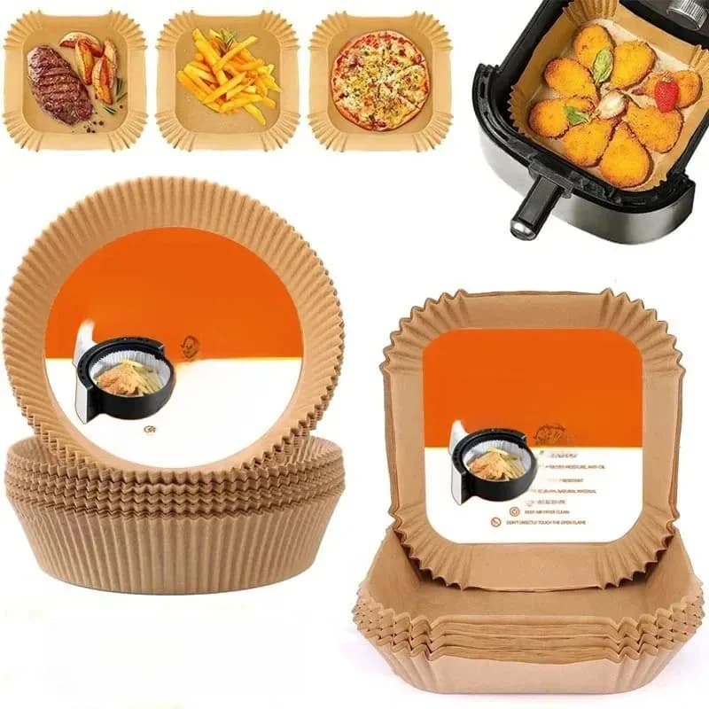 50/100/200Pcs Air Fryer Baking Paper Non-Stick Airfryer Baking Papers Round Air-Fryer Paper Liners Paper Kitchen Accessories